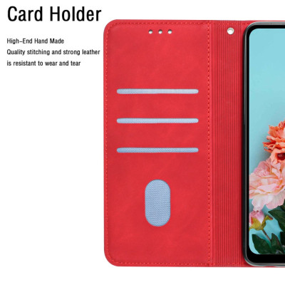   Луксозен кожен калъф тефтер стойка и клипс FLEXI за Samsung Galaxy A34 5G SM-A346B червен 